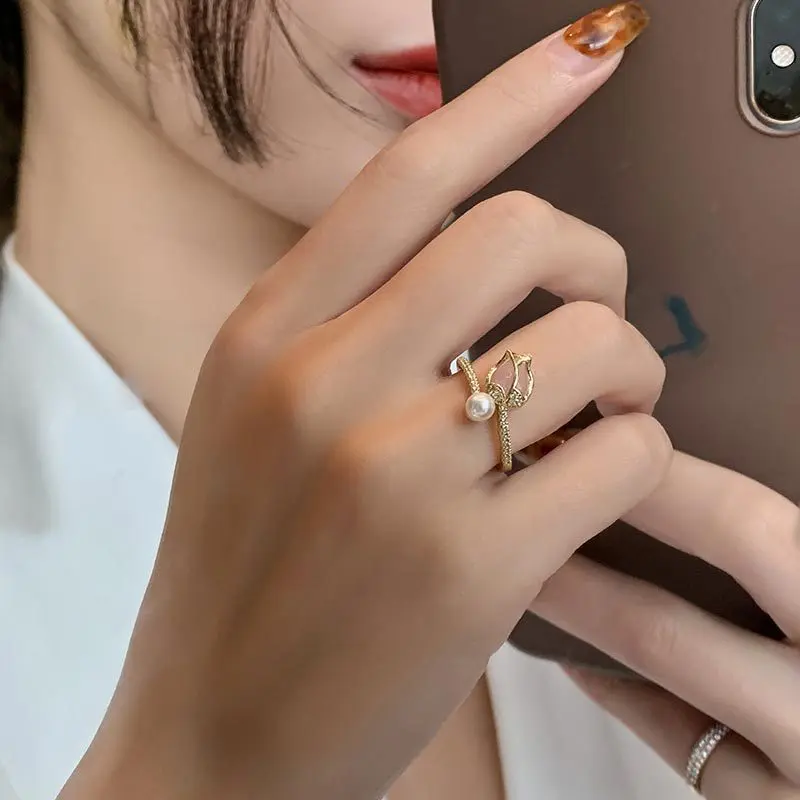 Tulip Bud Ring, Fashion Niche Design Finger Decoration for Teenagers
