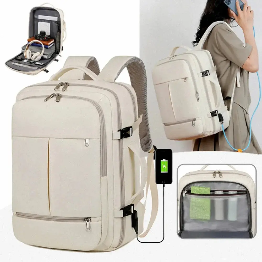 Large Capacity Backpack For Women Men Multiple Pockets And Zippers Versatile Minimalist Commuter Travel Backpack with USB Charging Port and Laptop Sleeve