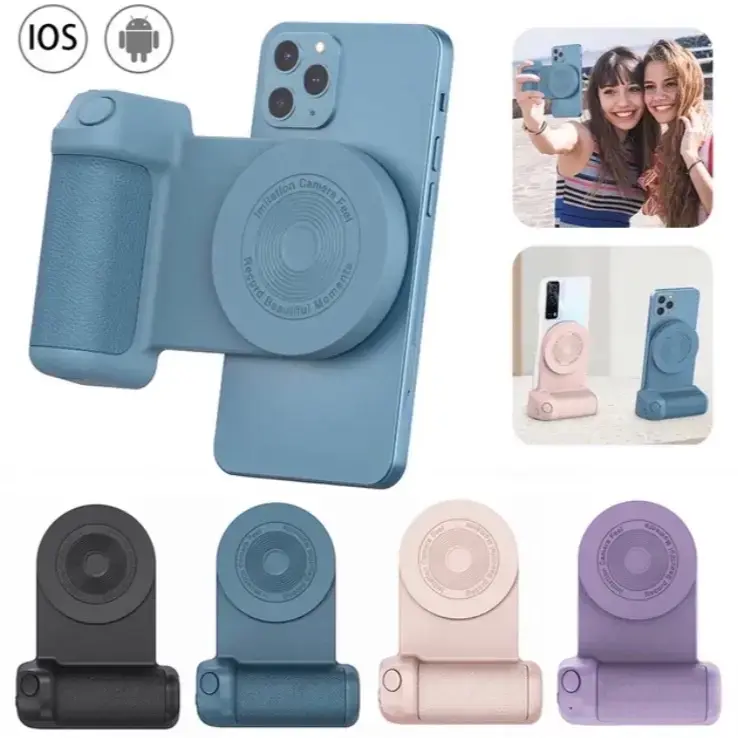 Magnetic Phone Mount & Selfie Stick, Wireless Bluetooth Camera Handle & Photo Stand, MagSafe Desktop Wireless Charger