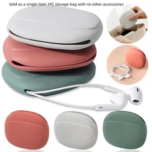 Portable Silicone Earphone Storage Box, Home and Travel Data Cable Wallet, Travel Bag, Durable & Convenient Design