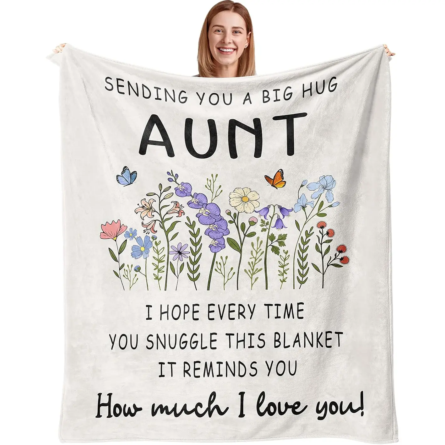 1pc Aunt gift blanket, Slogan Print Blanket, birthday gifts for aunt for women, gifts for aunt from niece/nephew, best aunt gift flannel throw blanket for Mother's Day Christmas