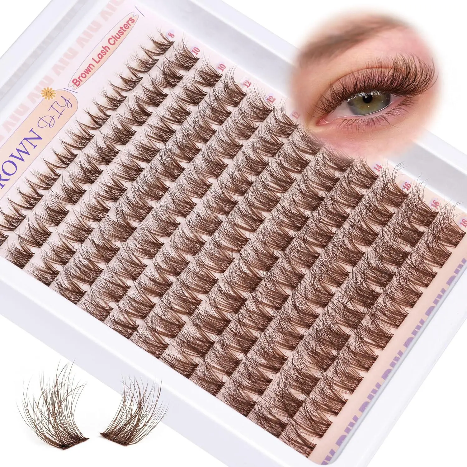 False Eyelashes Cluster Set, High Quality Eyelashes, Natural-Look with Invisible Band, 8-16mm D Curl, Dense Eyelashes, DIY Eye Makeup, Naturally Curly Eyelashes, Volume Lash Clusters, Cosmetic False Lashes, Eyelash Extensions
