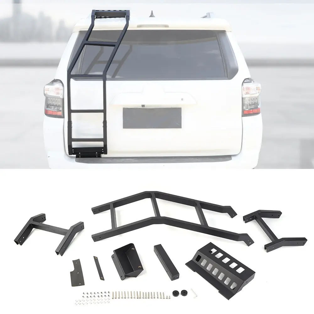 Rear Hatch Ladder & Tailgate Step Rack Set for 4Runner 2010-2023, Laser Cut Fit ABS Iron Stainless Steel Aluminum Alloy Exterior Chrome Trim Accessory with Multi-Layer Coating, Includes Brackets, Ideal Gift for Truck Owners