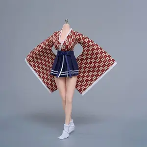 Traditional Japanese Kimono Dress Set For 1/6 Scale Female Action Figure, Classic Miko Costume With Long And Short Style Options, Custom Outfit For Body Dolls, Fashionable Handmade Costume Set For Doll Collection