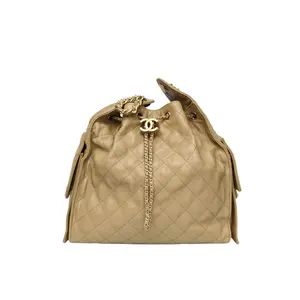 Pre-owned CHANEL 25BAG Armhole Single Shoulder Bag Medium Size 40*30 Tea Color Lychee Leather C Chip Open Gold Clasp