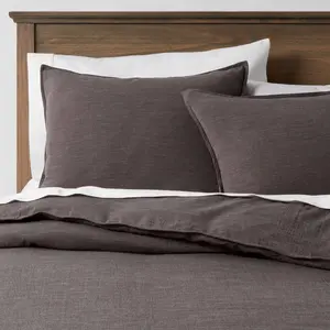 Threshold Cotton Linen Duvet & Sham Set Space Dyed OEKO-TEX, Dark Gray, King