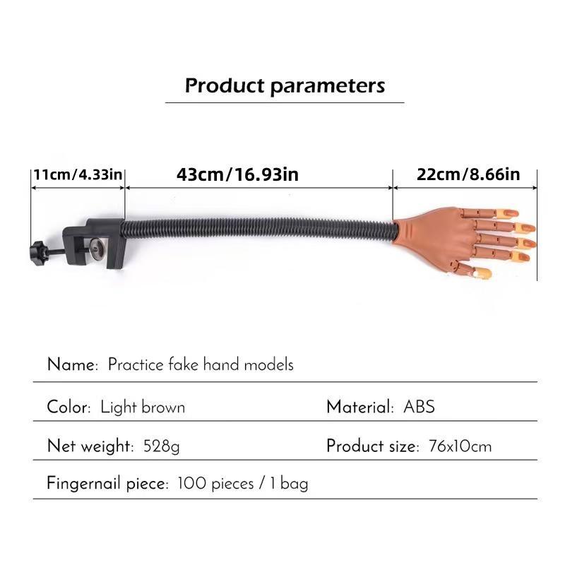 Professional Manicure Practice Hand, 1 Box Manicure Training Practice Hand Model with False Nails, Manicure Tool for Home & Salon Use, DIY Manicure Supplies, Nail Art Tools