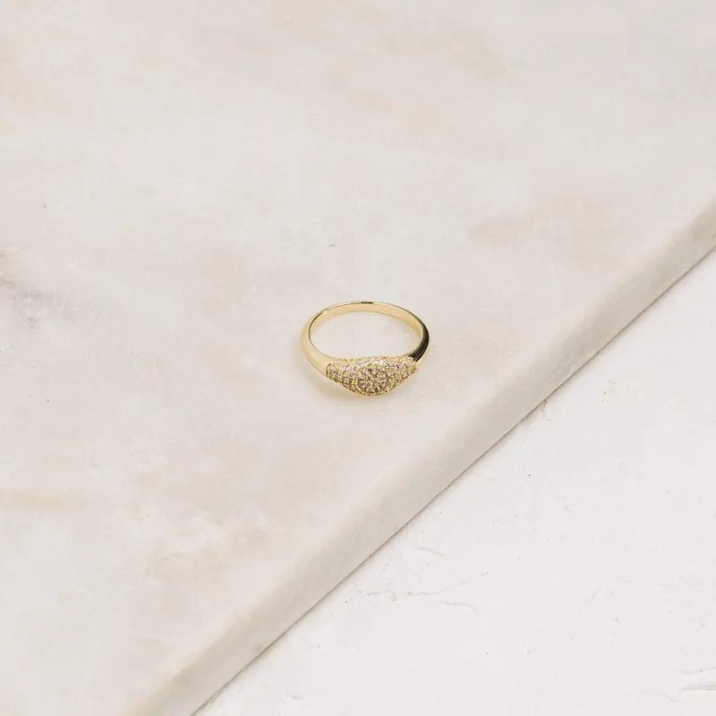 Pave Signet Ring by Caitlyn Minimalist - Minimalist Diamond Stacking Ring in Gold - Statement Jewelry - Gift for Her