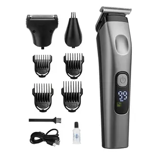 【Gentle skin and Precision Trimming】 Professional Cordless Barber Clippers & Beard Trimmer Set for Men,4 guide combs of different sizes,Led digital display,Portable Cordless  for Home/Barber Use