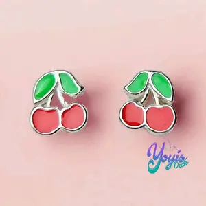Silver Cherry Stud Earrings