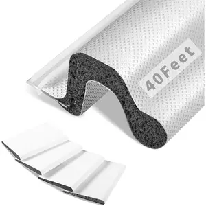 40 Feet Long Reach Stripping Door Seal with 4 PCS Door Corner Seals, V-Door Seal Strip Foam Kerf Stripping for Doors Frame Door Soundproofing(White)