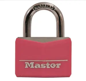 Master Lock Pink Covered Aluminum Keyed Padlock with Steel Shackle, Lock for Gym or School Locker with 1-9/16 Inch Lock Body, 146D
