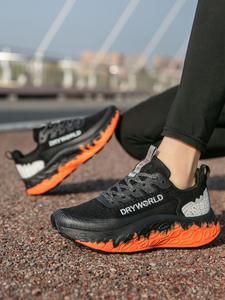 women's sporty breathable running shoes, trendy lace up front 3d knit mesh sneakers, outdoor sports shoes for gym workout running