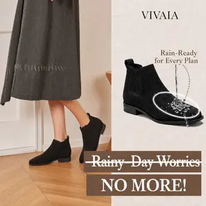 VIVAIA Women's Slip-On Strechable Chelsea Arch Fit Boots, Ankle Boots, Water-Repellent & Warm Square-Toe Boots for Everyday Wear (Ryan Pro)