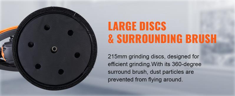 VEVOR Electric Drywall Sander 900W, TikTokShopBlackFriday, Self-Suction & Variable Speed 800-1800 RPM, Foldable Handle & Self-Suction, with LED Strip Light and Vacuum Bag Power Tool  VEVOR Super Brand Day