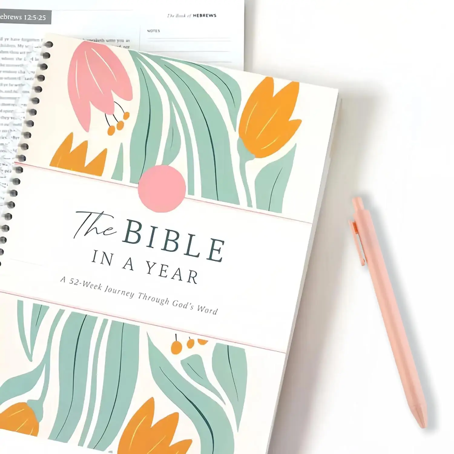 The Bible in a Year 52-Week Study Daily Prayer and Notes Set, Spiritual Journey Gift for Men and Women, Faith-Inspiring Bible Journal, Workbook Journa