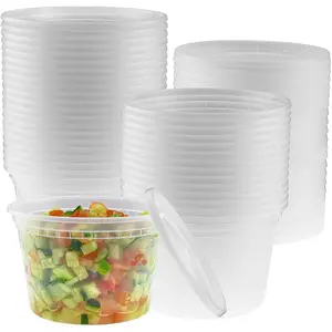 16-Ounce Clear Deli Containers with Lids | Stackable, BPA-Free Food Storage Container Set | Recyclable Space Saver Airtight Container for Kitchen Storage, Meal Prep, Take Out | 40 Pack