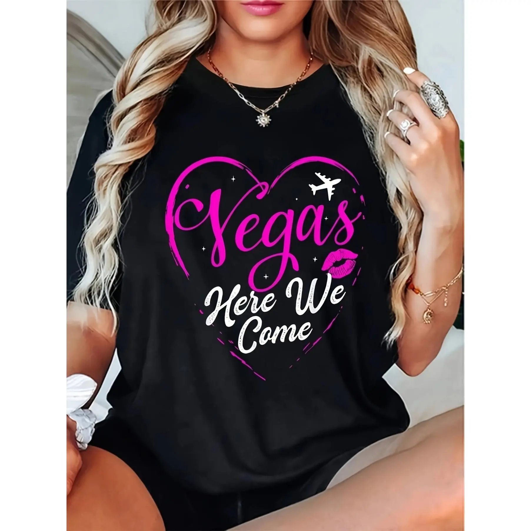Ladies Las Vegas T-shirt-Las Vegas rewecome travel unisex soft cotton short sleeve t shirt, vintage graphic casual tee for men women teens, perfect birthday holiday gift for camping travel gym daily street  wear