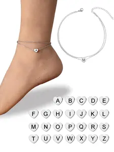 Fashion Letter Detail Anklet for Women & Girls, Stainless Steel Double Layer Chain Anklet for Party, Daily Clothing Decor, Trendy All-match & Exquisite Jewelry for Birthday Gift, Dainty Layered Anklet