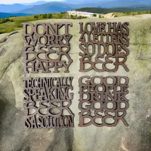 Beer Coasters 1 - Set of 4 with Inspirational Quotes for Your Bar or Kitchen