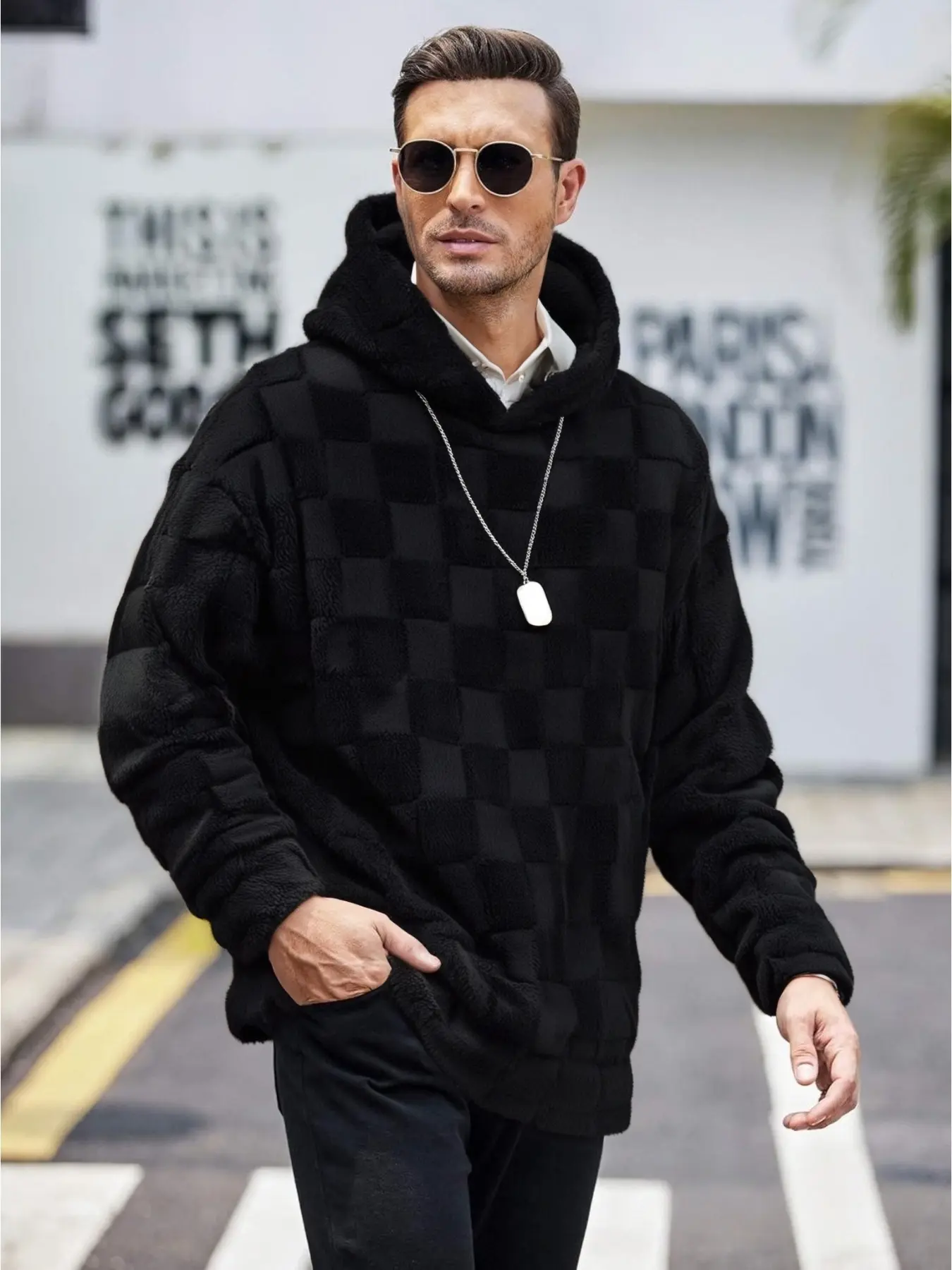 Men's Plaid Hoodie Sweatshirt, Soft Warm Fleece Pullover, Casual Loose Fit Design, Fall Winter Streetwear Essentials