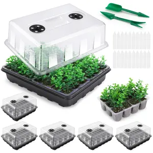 Seed Starter Trays-48 Cells Per Tray,  for Home Gardeners and Indoor Greenhouse Seedling Starter Kit,  Plant Seed Germination Kit Planting Seeds, Seed Starter Kit, Timing Seed Tray, Adjustable Humidity Plant Tray, Durable Growing Tray