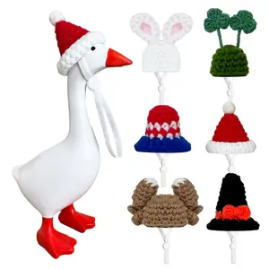 7 Inch Goose Outfits Hat, 6 Pcs Desk Goose Outfits All seasons Mini Porch Goose Outfits Headwear for St Patrick's Day Easter Magnetic Geese Statue