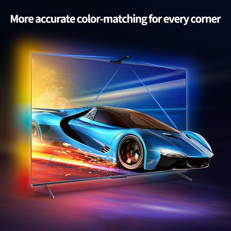 EISSLOLY TV Backlight Camera,Strip for 40-85 Inch Tvs LED Light Bar Syncs with Screen, USB Powered, Remote Control, Auto Color Detection,No need to download an app