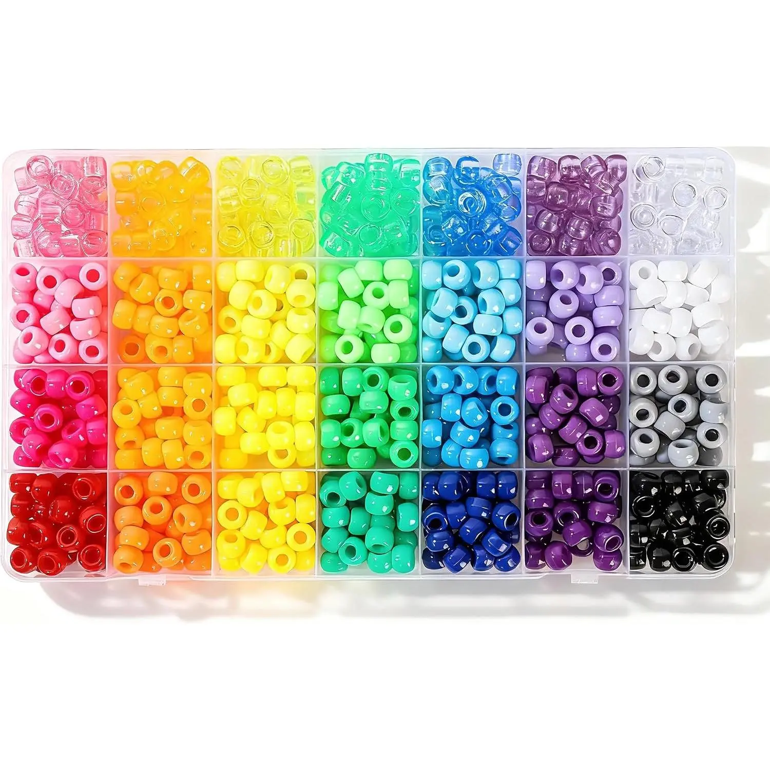 28 Colors Pony Beads Kit for Bracelets, 700PCS 6x9mm Plastic Kandi Beads Bulk for Jewelry Making