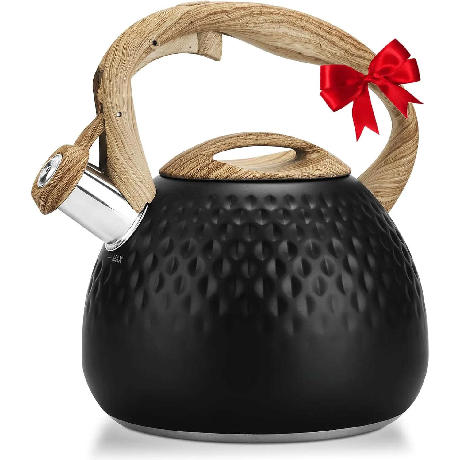 Tea Kettle Stovetop,2.5QT Stainless Steel Whistling Teapot for Stove Top Aesthetic,Portable Water Kettles Camping with Anti-hot Silicone Handle,Suitable for All Heat Sources,Black