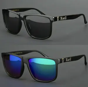 Men's Oversize Flat-Top Gangster Sunglasses with Dark Lenses, Large Black OG Eyewear UV Protection Sunglasses with Black Frame Mirrored Lens