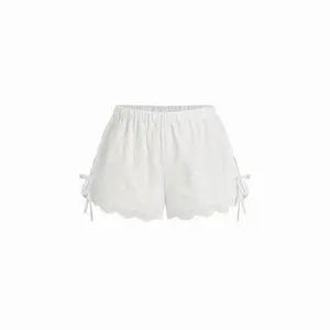 Cider Cotton Low Rise Embroidery Tie Side Split Pointed Hem Oversized Shorts SwimWeek