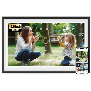 15.6 Inch WiFi Digital Photo Frame, Frameo  Picture Frame 32GB Large Storage, 1080P IPS FHD  Screen,  Use Wall/Tabletop,  Photo Video Share, for Family Birthday