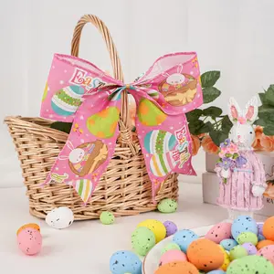 6 pcs Easter Ribbon Set, Easter Egg Rabbit Carrot Ribbons, Spring Craft Fabric Decorative Packaging Gift Bow