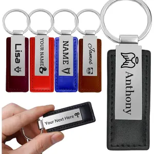 Custom Keychain for Car keys with Engraved Name and Text Initials, Personalized Leather Key Chains for Christmas Day Gifts Father Day Birthday Gifts for Men Husband Boyfriend