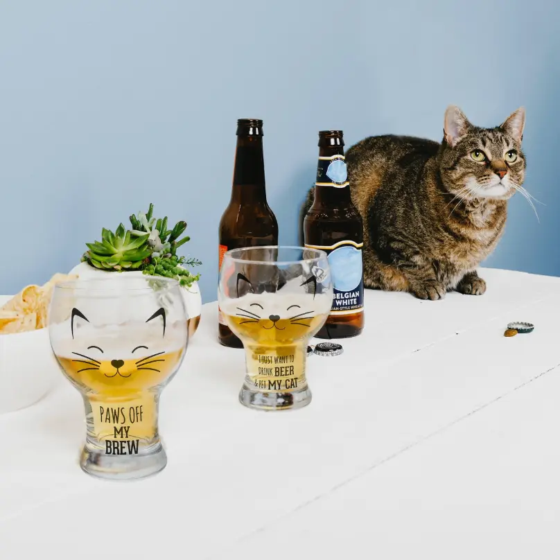 Paws Off My Brew Cat Beer Glass