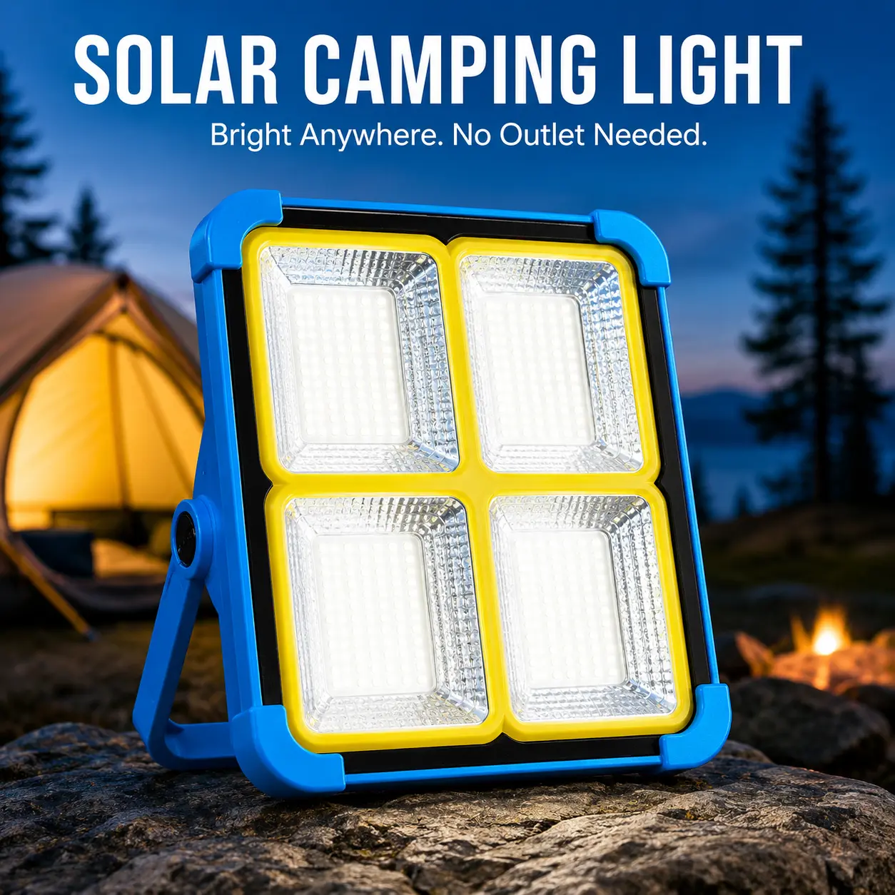 Solar-Powered Rechargeable LED Work Light - 288 Super-Bright 5730 LEDs Floodlight, USB & Type-C Charging, 5 Lighting Modes, IP66 Waterproof, Magnetic, SOS Emergency Signal, Adjustable Stand, Portable Light for Camping, Car Repairs, #Deals for You Days