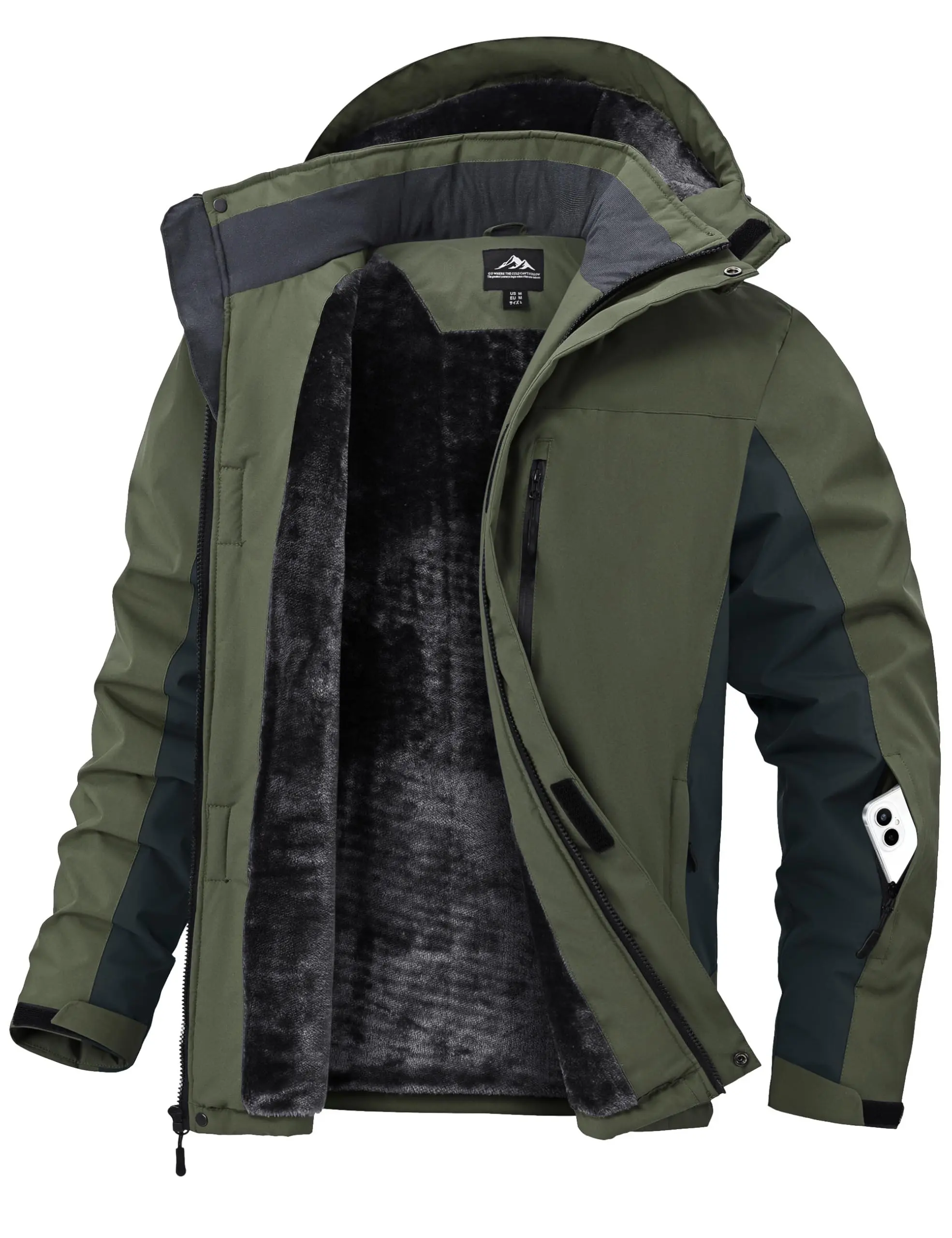 Zoofly Winter Jackets for Men Warm Fleece Ski Jacket Men with Hoode Snowboarding Coats Waterproof ski snow jacket waterproofretro jacket