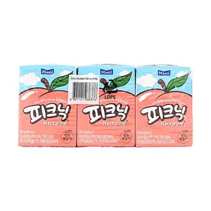 Maeil Picnic Nectarine Flavor Juice Drink 200ml x 6 Boxes - Classic Korean Sweet & Tart Fruit Beverage, Portable Tetra Pack for On-the-Go
