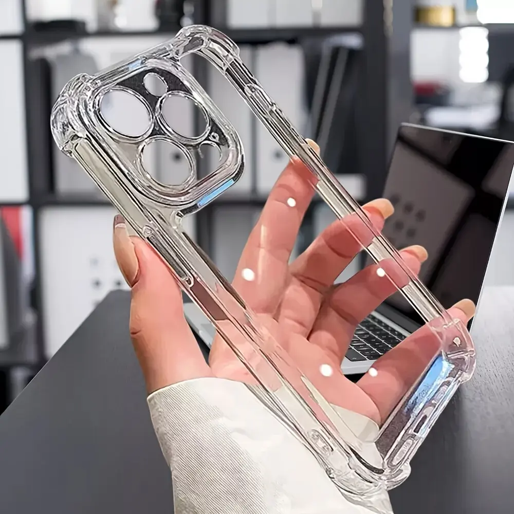 Clear Slim Shockproof Transparent Phone Case with Four Anti-fall Corners, for iPhone 16/ 15/ 14/ 13/ 12/ 11/ Pro Max/ Por/ Plus/ X/ Xs Max/ XR/ 7/ 8Plus