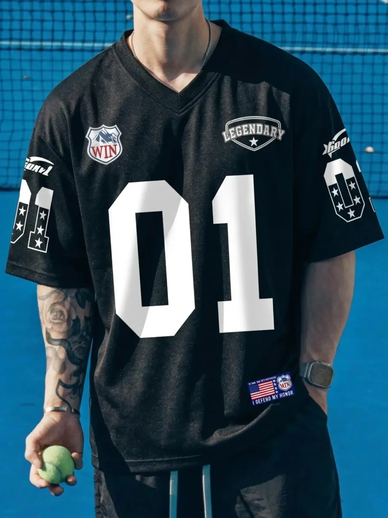 Men's Oversized Retro Football Jersey Tee - Breathable Athleisure T-Shirt for Gym Workout Streetwear Casual Outdoor Lightweight Black Top, Breathable Sports Top, Breathable Athletic Top