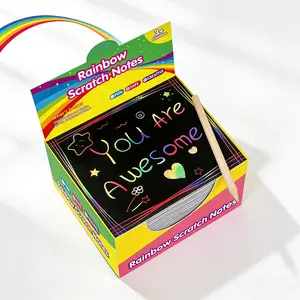 Rainbow Scratch Paper Art Notes: Kids Valentines Day Crafts Gifts Age 4 5 6 7 8 9 10 Years Old Girls Boys Toys Students Classroom Prizes School Activity Easter Basket Stuffers Essentials