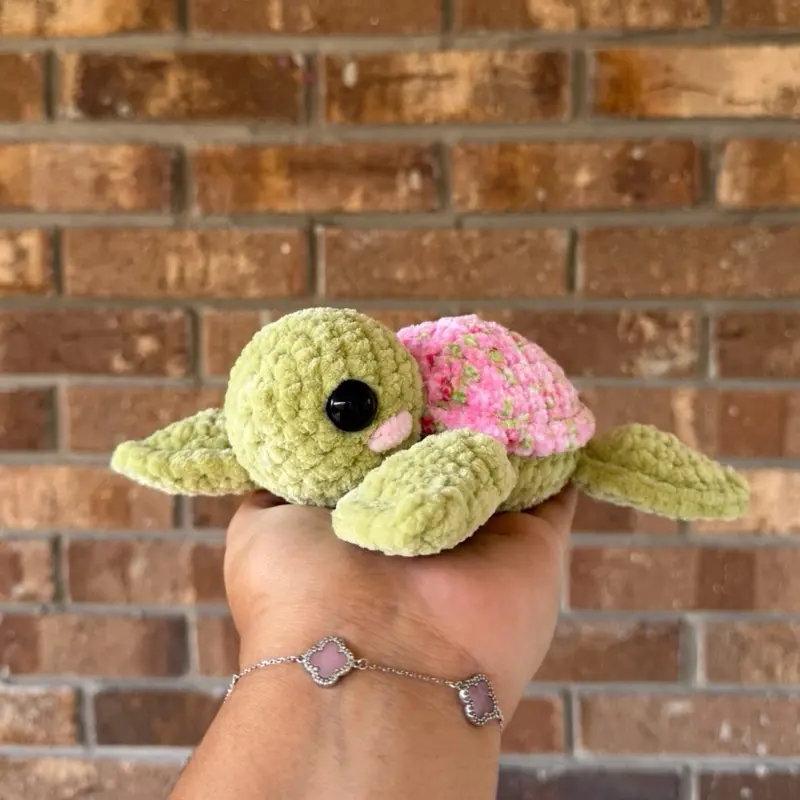 Handmade crochet baby turtle plushie