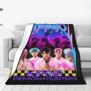 Saja Boys Kpop Demon Hunters Blanket Flannel Summer Multifunction Warm Throw Blanket For Bed Couch Bedspreads, Christmas Blanket, Christmas Gift, Thanksgiving Blanket, Gift For Men & Women, Gift For Kids