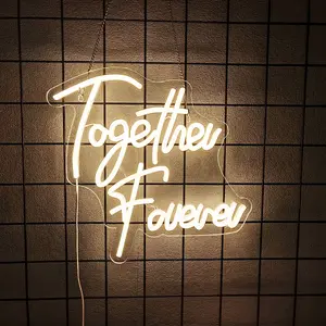 Together Forever Neon Sign for Wall Decor Light Up Letters Led Sign Birthday Party Gifts Led Decorative Night Signs Room Decorations Supplies Party Signs Birthday Gift for Home Bedroom Dorm