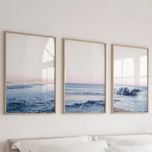 Beach Prints Set of 3 Ocean Poster, Beach Poster, Vintage Poster