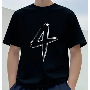 Trendy Men's Sportswear with Number 4 Lightning Bolt, Suitable for Outdoor and Casual Use