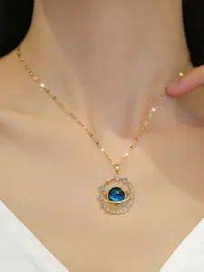 Elegant Starry Sky Planet Pendant Necklace, Minimalist Lockbone Chain, High-End Versatile Design, Chic Lightweight Luxury Jewelry