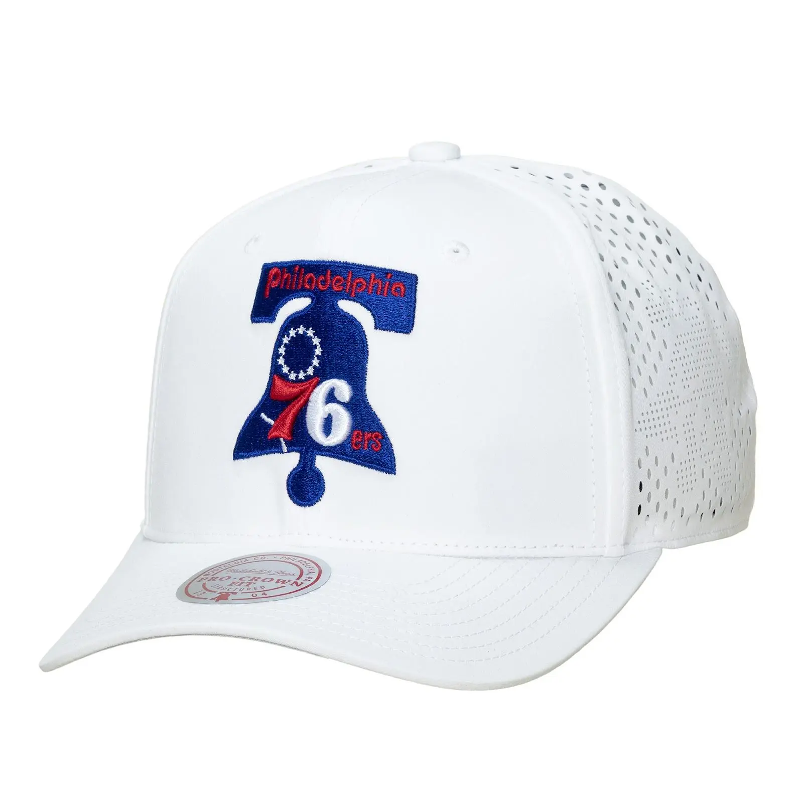 Philadelphia 76ers White Hardwood Classics Perfect Logo Pro Crown Snapback Hat NBA Throwback Cap Adjustable Fan Gear Mitchell & Ness
