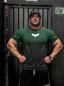Men's Fitness Top, Casual Running Quick-Dry Breathable Tight Fit Short Sleeve T-Shirt, Gym Training, Night Run, Daily Wear, Comfortable